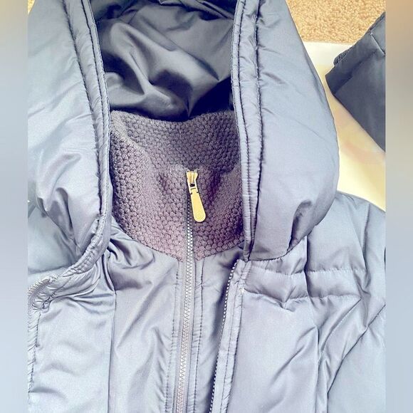 Vince Camuto Womens Puffer Down Hooded Coat Navy Blue Double Zip Pockets - Picture 5 of 16